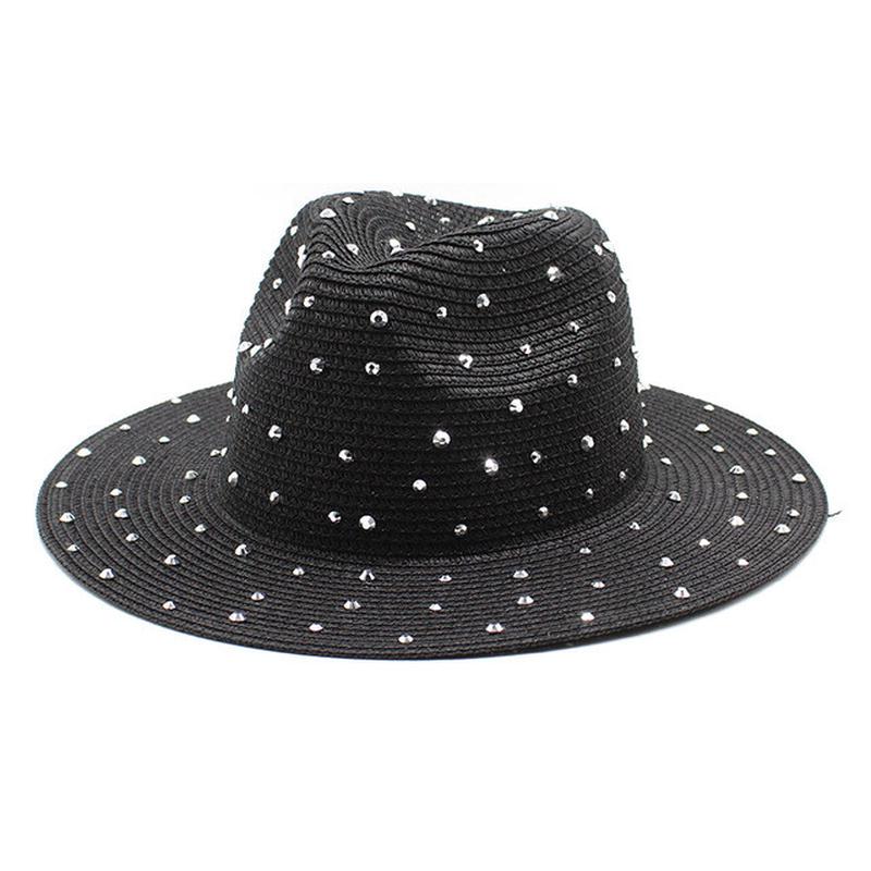 Straw hat summer new style rhinestone design sun hat ladies