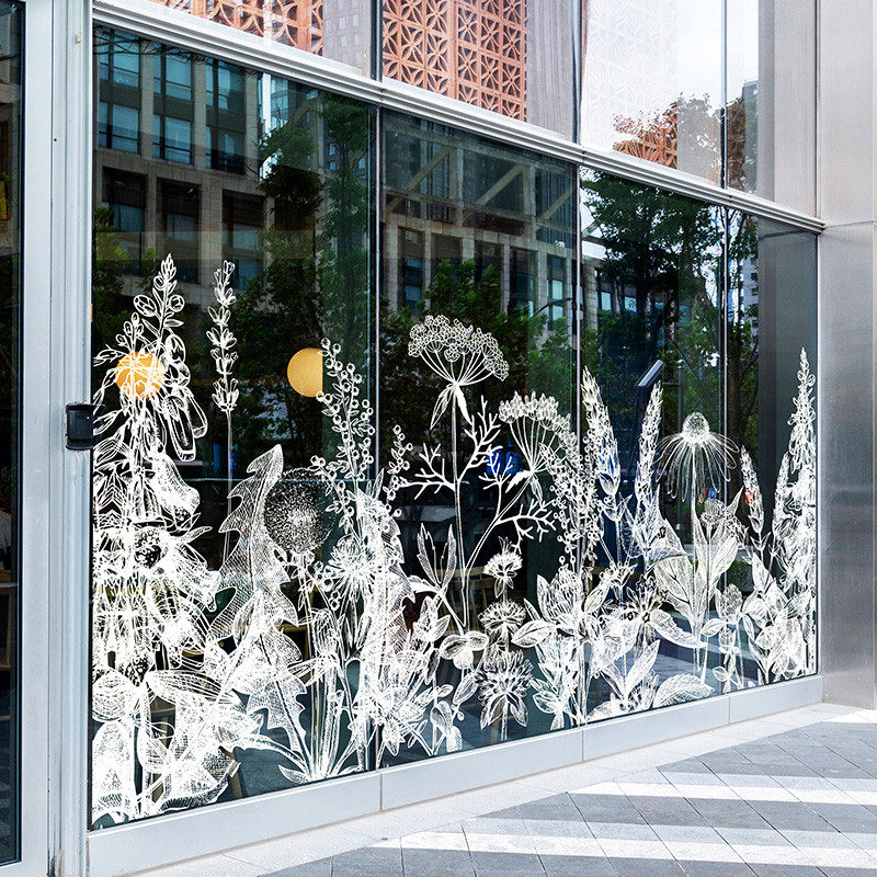 商场办公场所玻璃橱窗底纹植物生态草丛腰线静电贴膜玻璃贴纸,家居饰品,玻璃膜/贴,淘宝优惠券,粉丝福利购,淘宝优惠卷