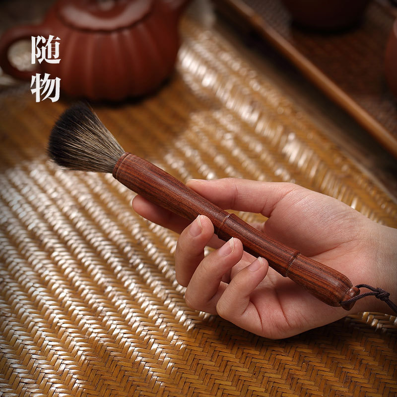 随物黑檀实木养壶笔花梨木茶刷笔刷茶具零配件功夫茶盘扫水笔毛刷