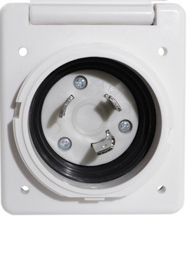 美式房车适用带盖电源插座30A引脚扭转锁连接125V白色带防水盖