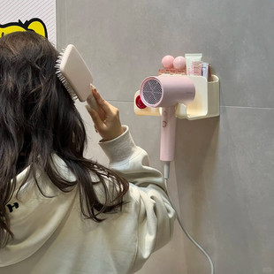 牙刷吹风机一体置物架免打孔壁挂式浴室电吹风支架吹风筒收纳挂架