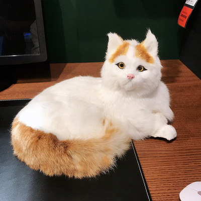 仿真猫咪动物模型 皮毛工艺品大号贵妃猫 桌面礼品摆件