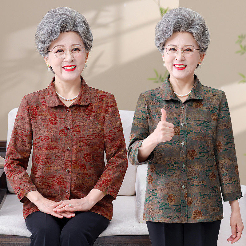 新品妈妈夏装衬衫2025新款60岁70老人上衣服老太太奶奶时尚衬衣七