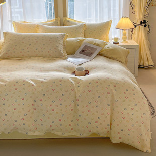 ins风肤亲有氧针织棉双层纱四件套床单被套宿舍三件套床上用品