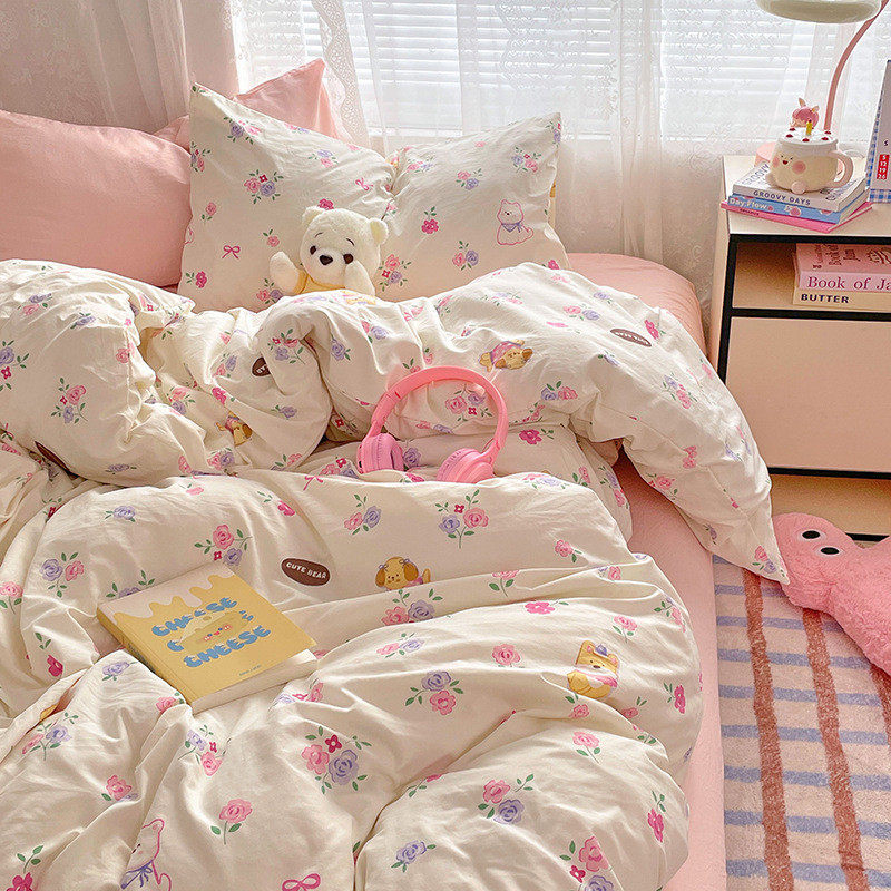 新款高克重软糯云朵棉四件套小清新碎花混搭三件套单被套柔软亲肤