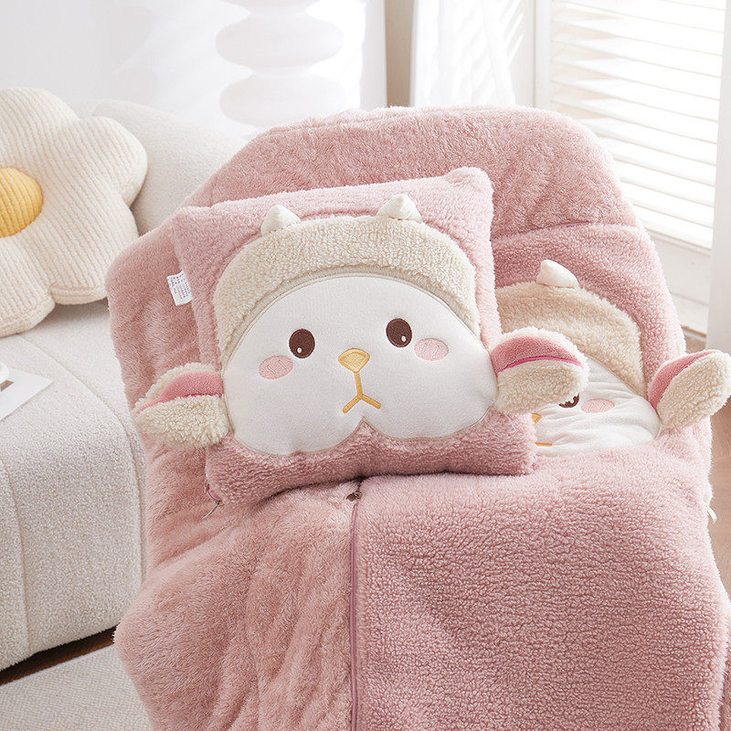 卡通可爱加厚加绒手拎萌萌羊抱枕被子两用学生办公室午睡毯子靠垫,居家布艺,抱枕被,淘宝优惠券,粉丝福利购,淘宝优惠卷