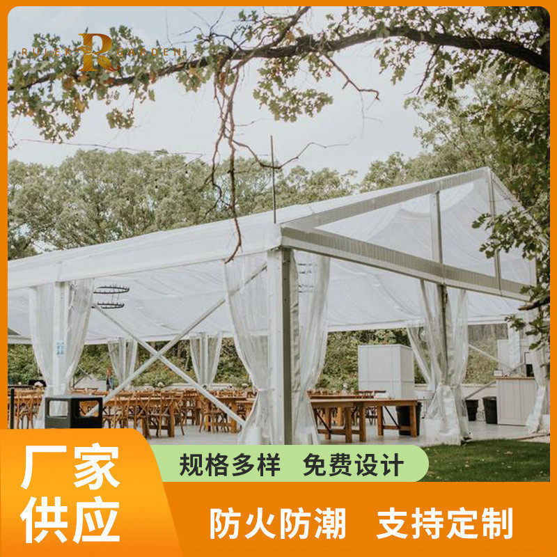 户外婚宴酒席农村活动6-50米跨度白色防水人字顶铝合金篷房
