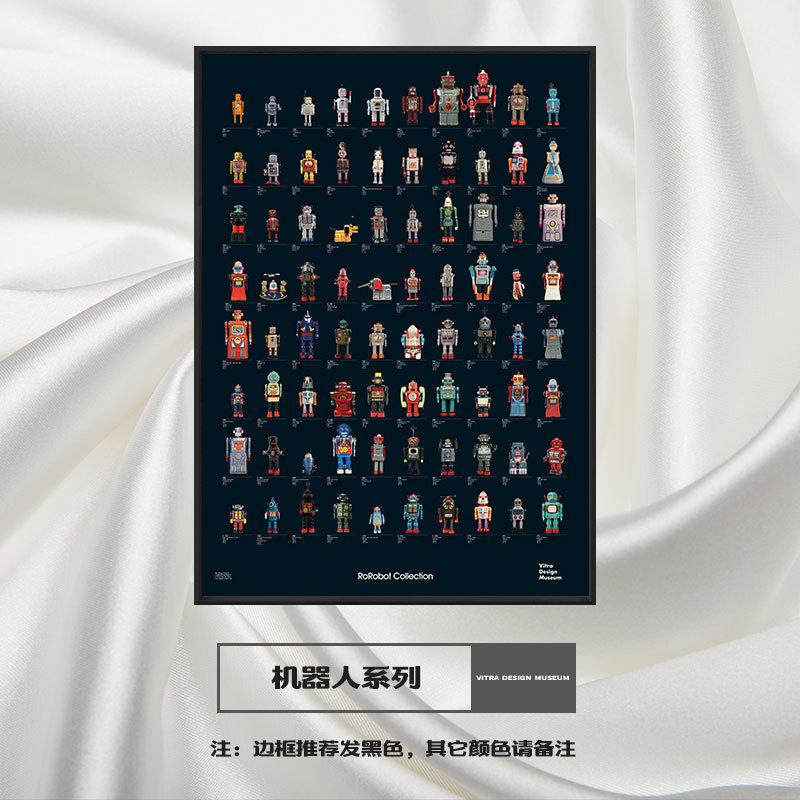 瑞士vitra复古机器人欧美海报装饰画客厅工业儿童房创意卧室壁画