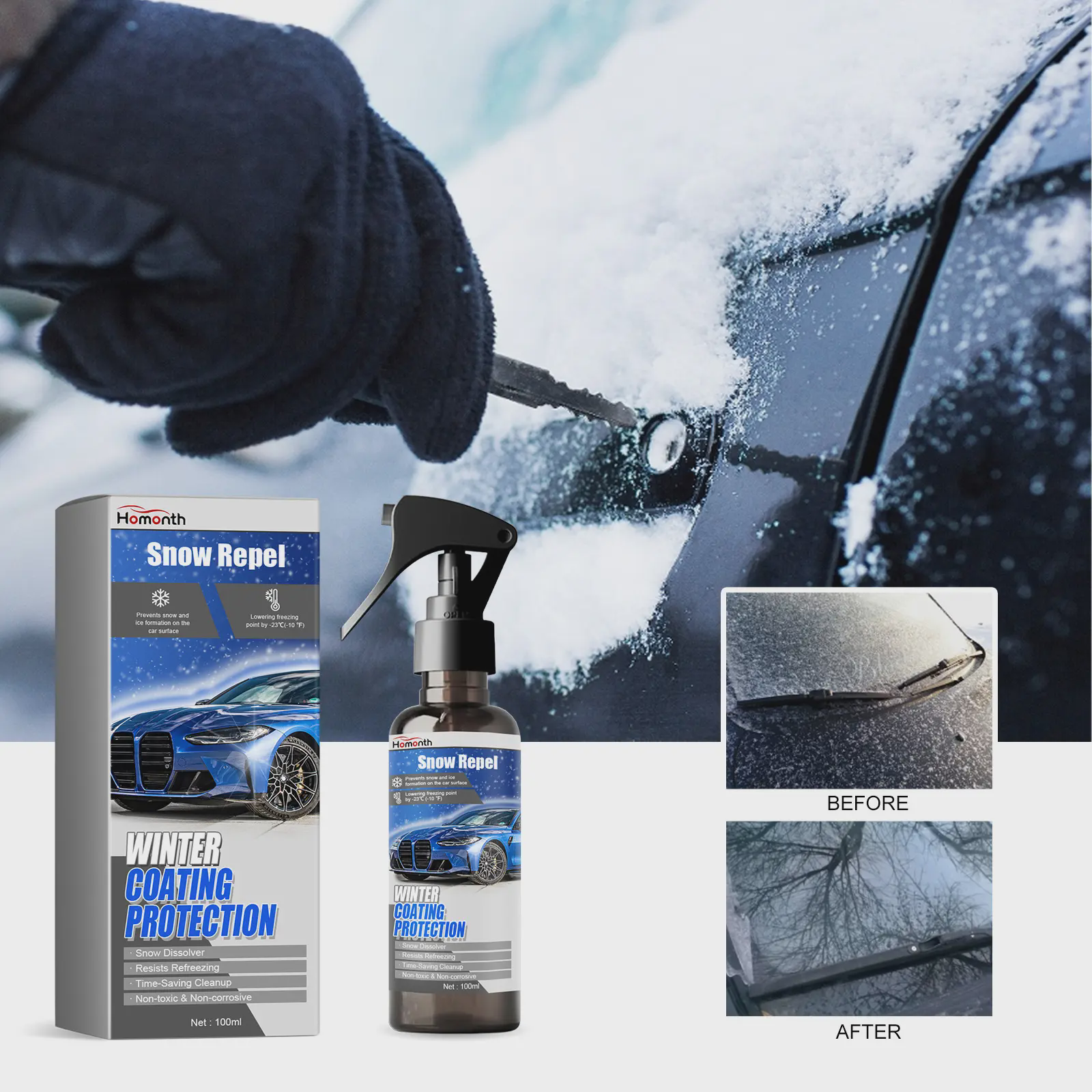 Winter coating snow melting spray car windscreen fast meltin