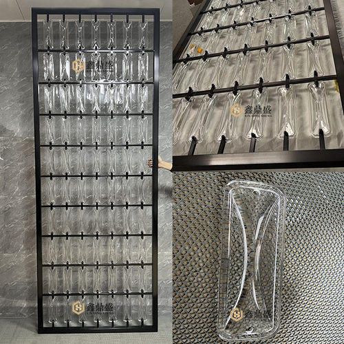 网红水晶挂片隔断不锈钢艺术玻璃屏风花格客厅玄关酒店格栅背景墙