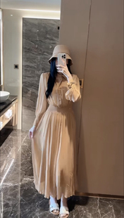 欧洲站2024春夏新款女裙欧货YR洋气减龄桑蚕丝收腰显瘦两件套裙子