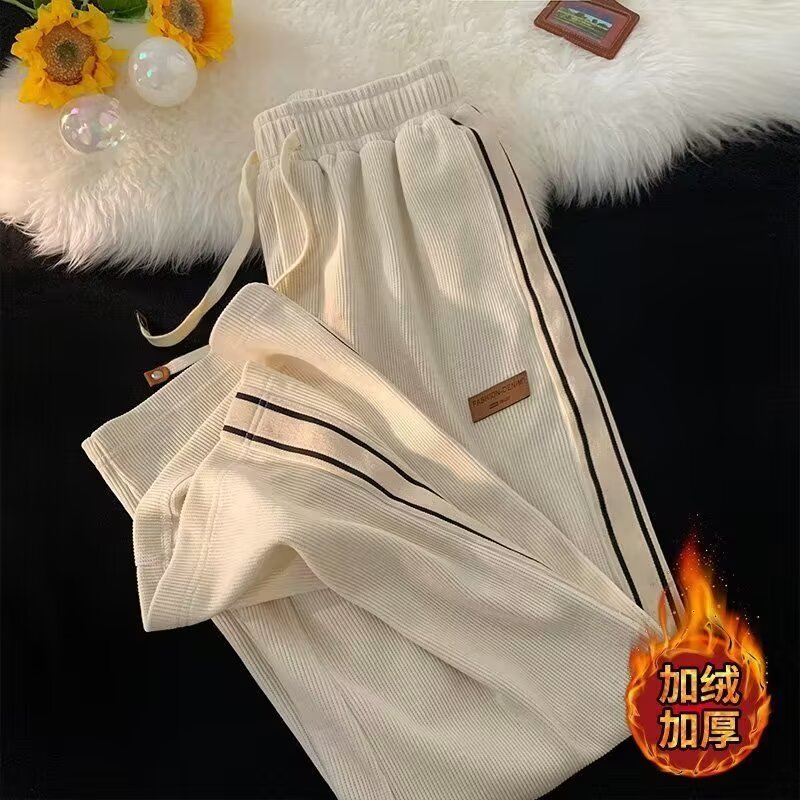 灯芯绒裤子男女秋冬季宽松直筒阔腿裤潮流情侣款运动休闲长裤高街