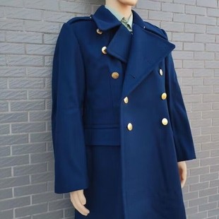 正榀全新87海蓝色羊毛呢大衣加厚宽松版毛料长大衣冬季防寒保暖衣