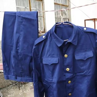 正榀老式蓝涤卡套装冬季加厚罩衣罩裤中老年多兜外套户外劳保衣服