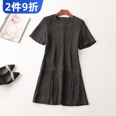 242326 夏醋酸纤维连衣裙 深圳女长款短袖圆领现货