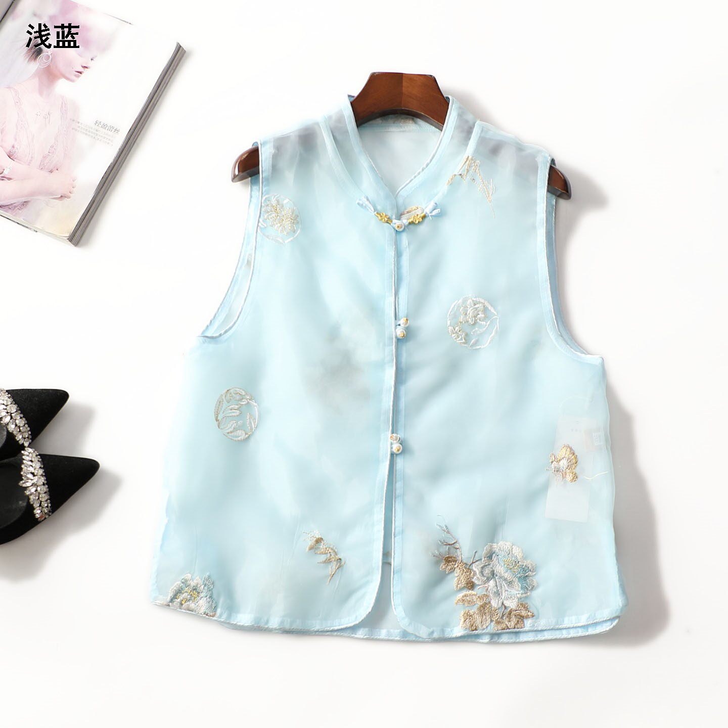 248997 春马夹 女中长款无袖单排扣.XL.2XL.3XL.4XL
