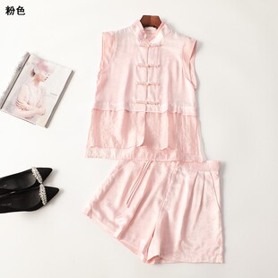 夏人丝背心裤 立领断码 子套装 短袖 清仓 深圳女短款 410989