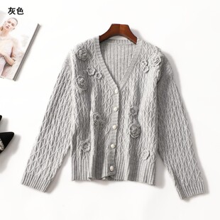 249820 秋毛衣 女中长款长袖单排扣.M