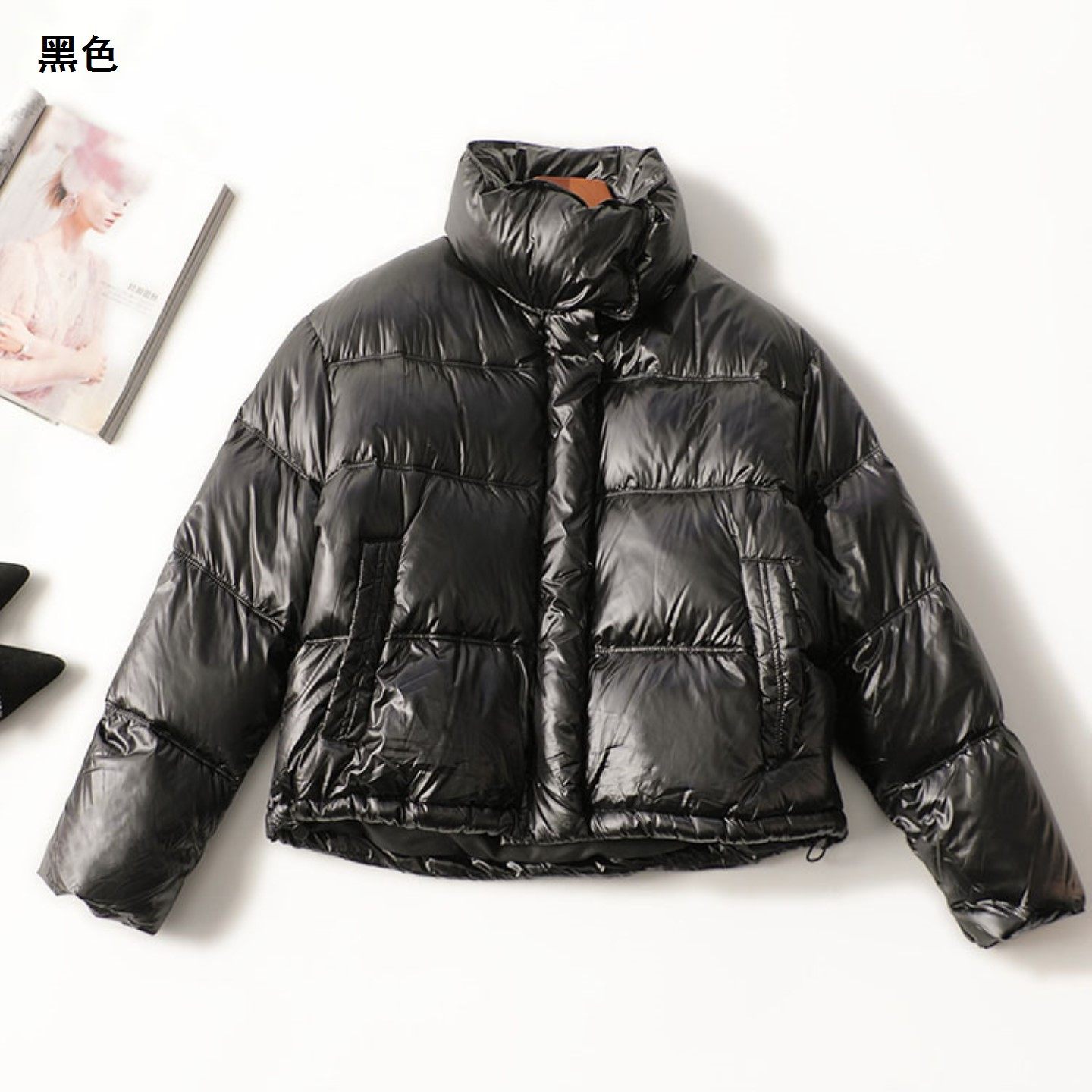 244973 冬羽绒服 女短款长袖翻领