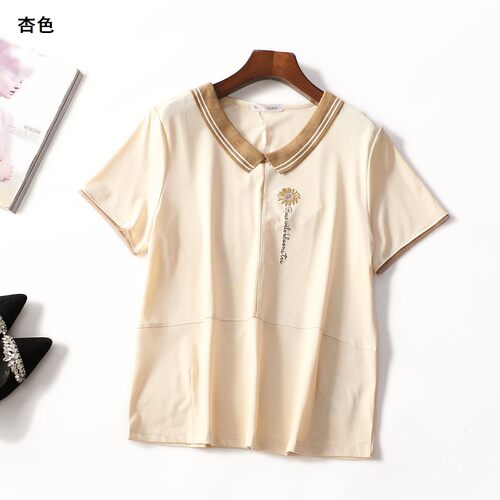 249047 夏T恤 女中长款短袖套头.3XL