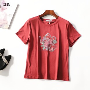 249277 夏T恤 女中长款短袖套头.L.XL.3XL.4XL