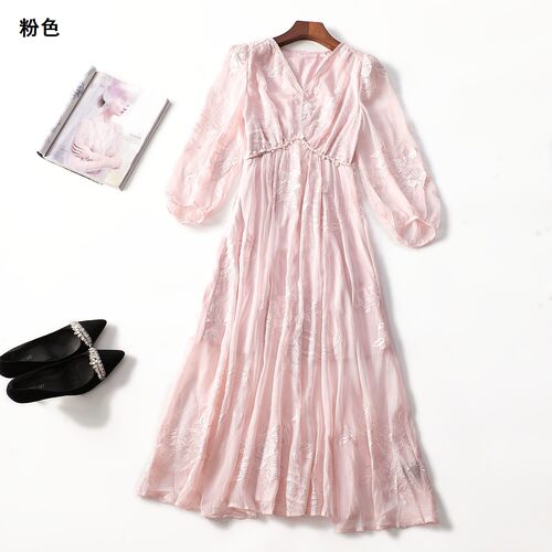 248671 春连衣裙 女加长款九分袖套头.M.L