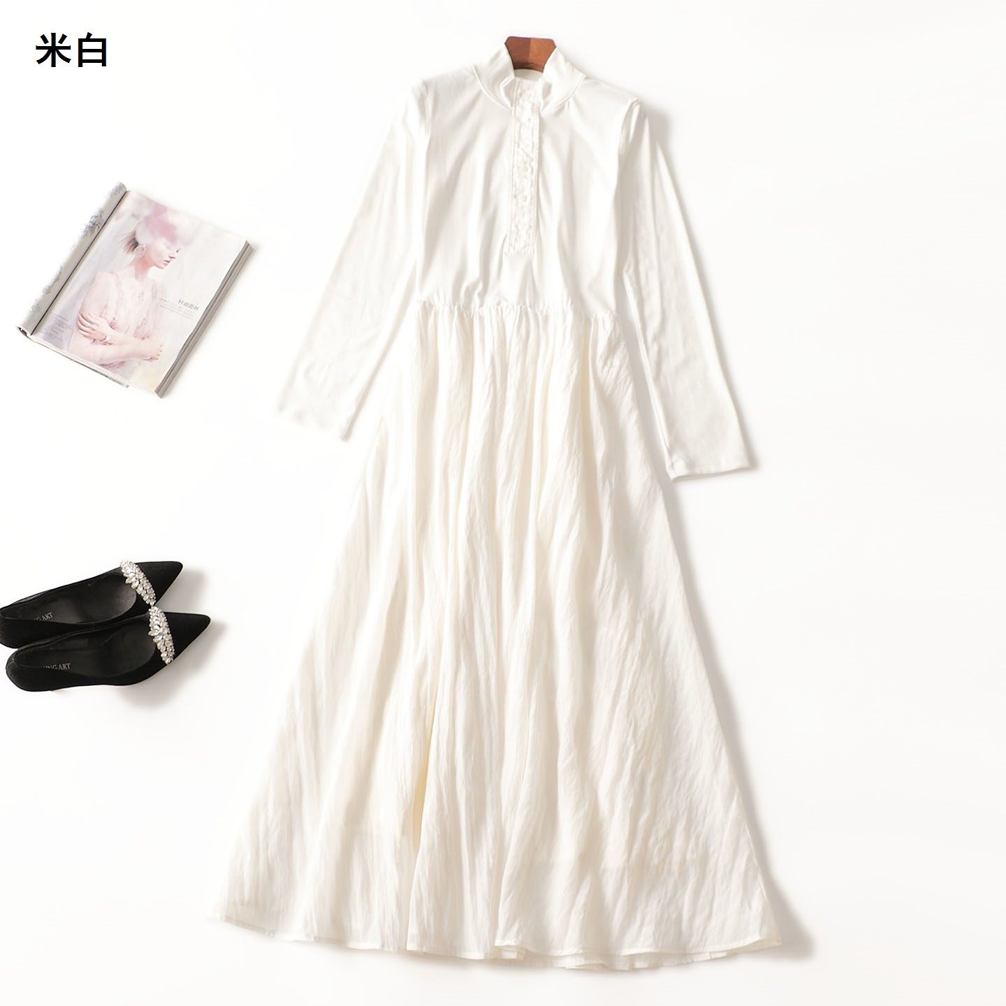 246891 秋粘胶棉连衣裙 女加长款长袖套头 - 深圳铭薇服饰女装特卖出品