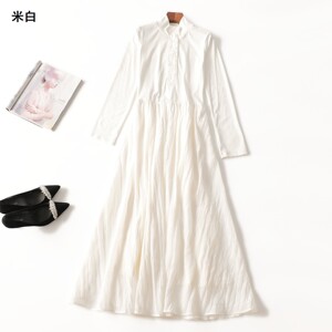 246891 秋粘胶棉连衣裙 女加长款长袖套头