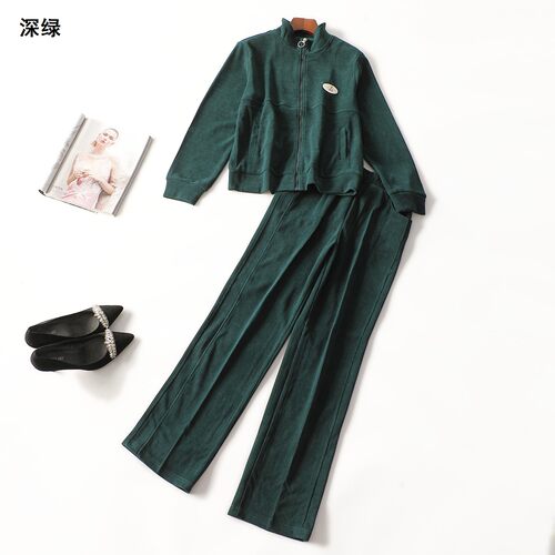 249947 秋外套裤子套装 女长款长袖拉链.2XL.4XL