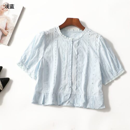 249720 夏衬衫 女短款短袖单排扣.M.L.XL