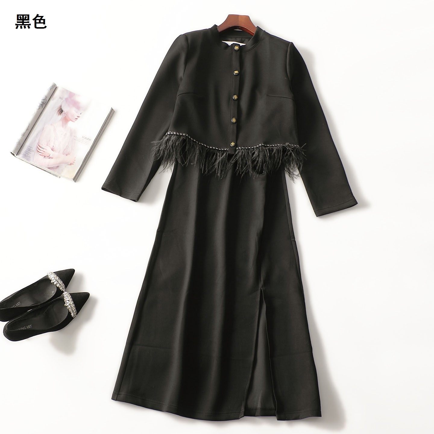 247406 秋加长款单排扣长袖外套长裙套装,女装/女士精品,时尚套装,淘宝优惠券,粉丝福利购,淘宝优惠卷