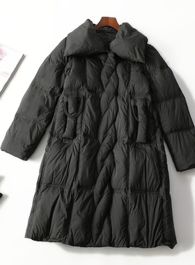 413081 冬羽绒服 女长款长袖暗扣清仓