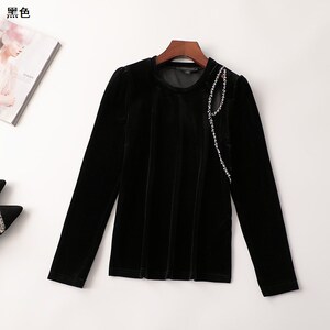 406519 秋上衣 铭薇高端女中长款长袖圆领