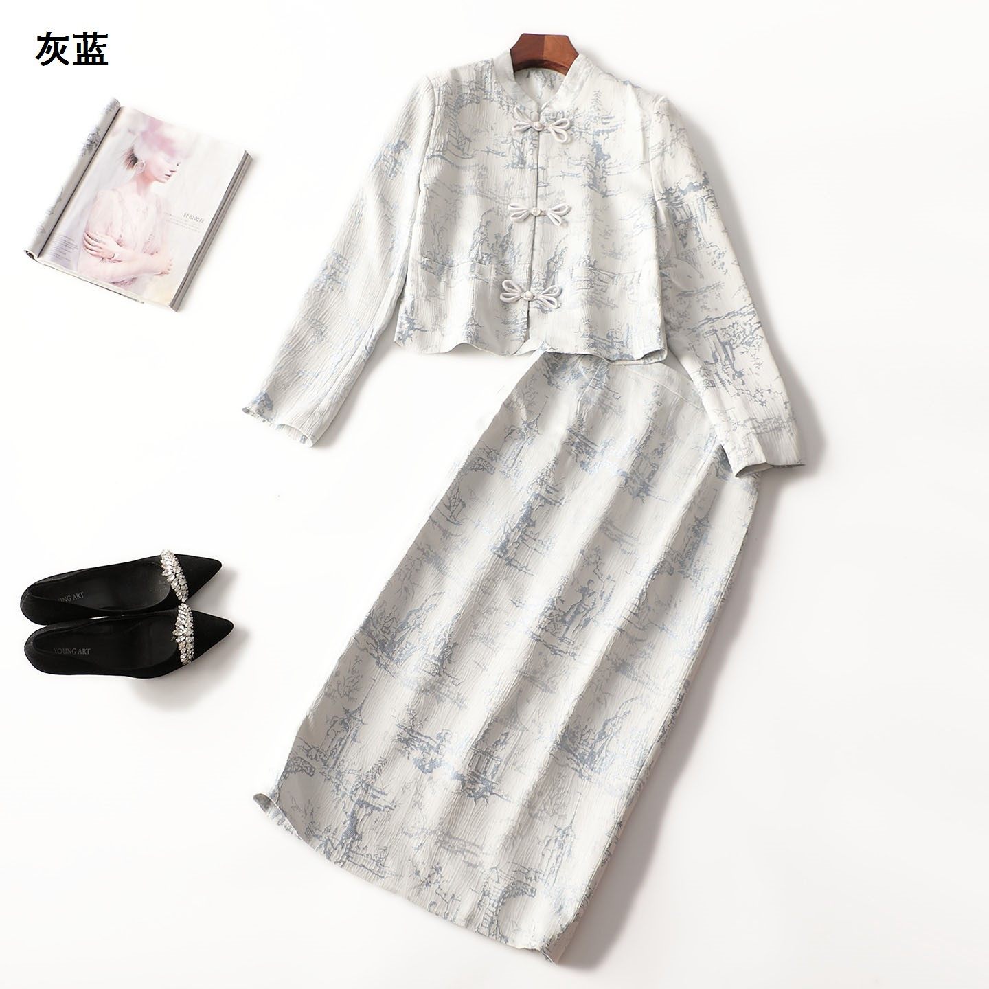 412237 秋长款单排扣长袖外套半身裙套装,女装/女士精品,时尚套装,淘宝优惠券,粉丝福利购,淘宝优惠卷