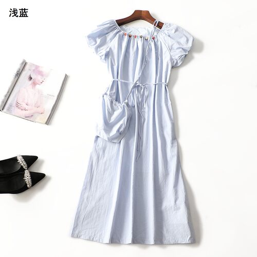 248867 夏连衣裙 女加长款短袖套头.M.L.XL