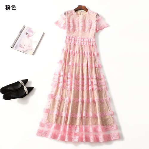 248875 夏连衣裙 深圳女加长款短袖套头.S