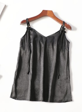 411660清货超值百搭洋气国风仿醋酸基础款夏短款V领吊带