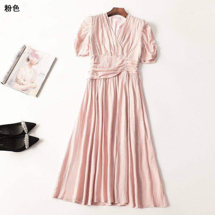 410884 夏天丝尼龙连衣裙 深圳女加长款五分袖V领,女装/女士精品,连衣裙,淘宝优惠券,粉丝福利购,淘宝优惠卷
