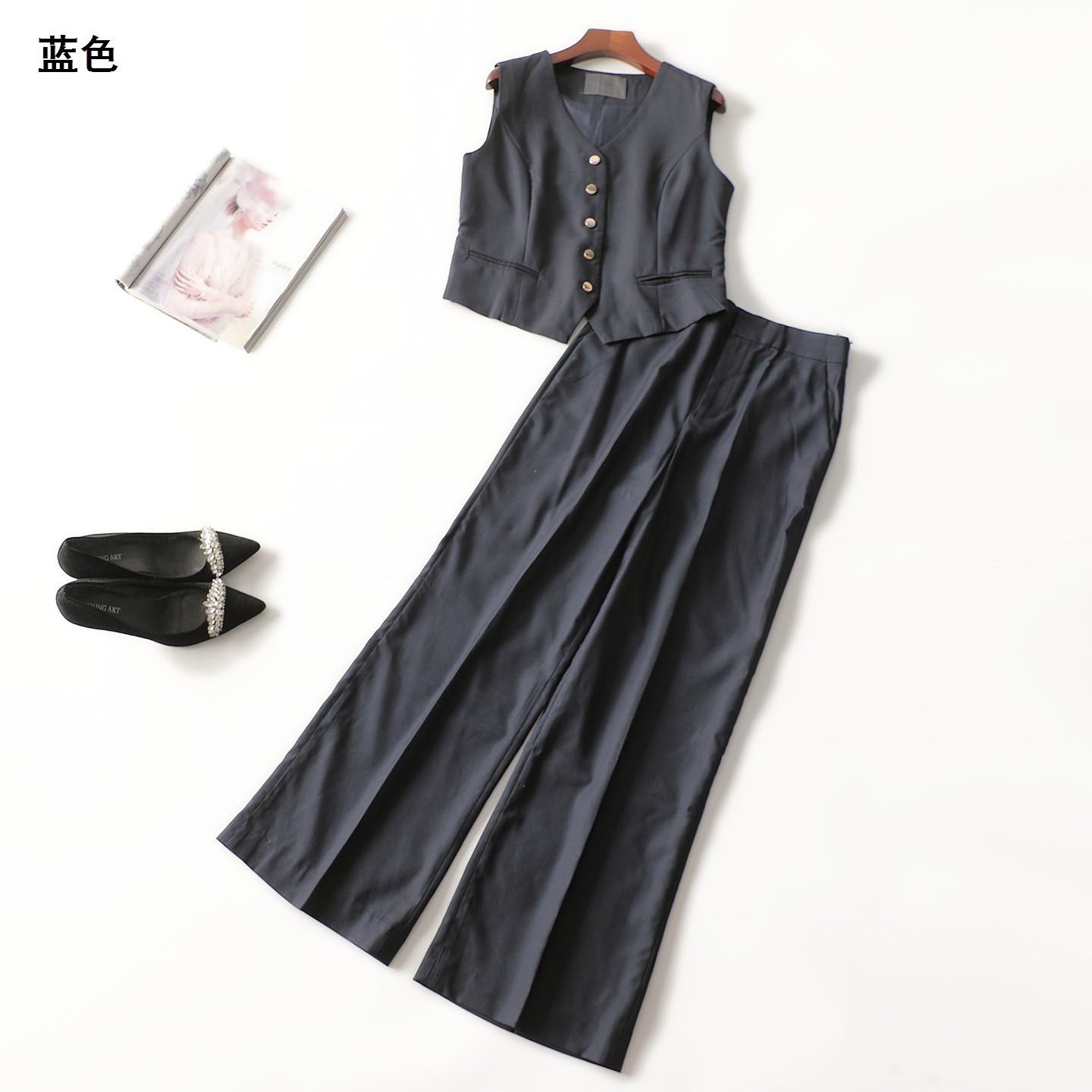 247069 秋马夹裤子套装 女长款无袖单排扣,女装/女士精品,时尚套装,淘宝优惠券,粉丝福利购,淘宝优惠卷