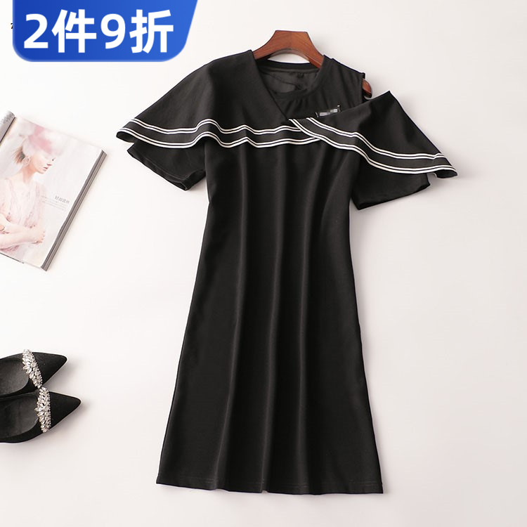 242951 夏连衣裙 深圳女长款短袖圆领50现货
