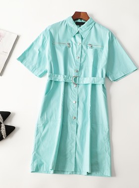 245862 夏长款翻领五分袖连衣裙