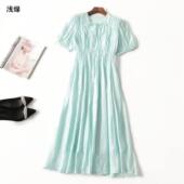 410877 V领清仓 短袖 夏天丝连衣裙 深圳女加长款
