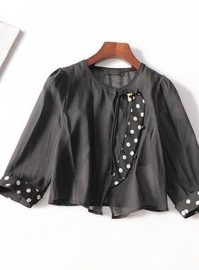 411450 夏衬衫 深圳女短款七分袖圆领