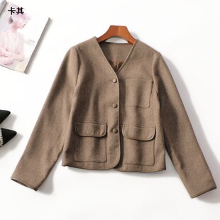 413713轻奢南油高定欧洲站高档女装羊毛春中长款单排扣长袖外套