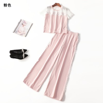 411558 夏上衣裤子套装 女长款短袖圆领