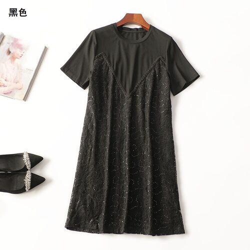 245504 夏连衣裙 女长款短袖圆领.S.M