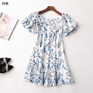 连衣裙 V领短袖 408268 夏中长款