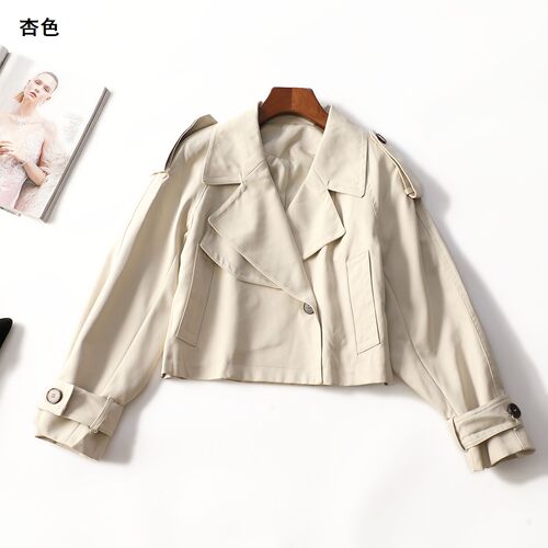 414765 秋风衣 女短款长袖单扣.S.M