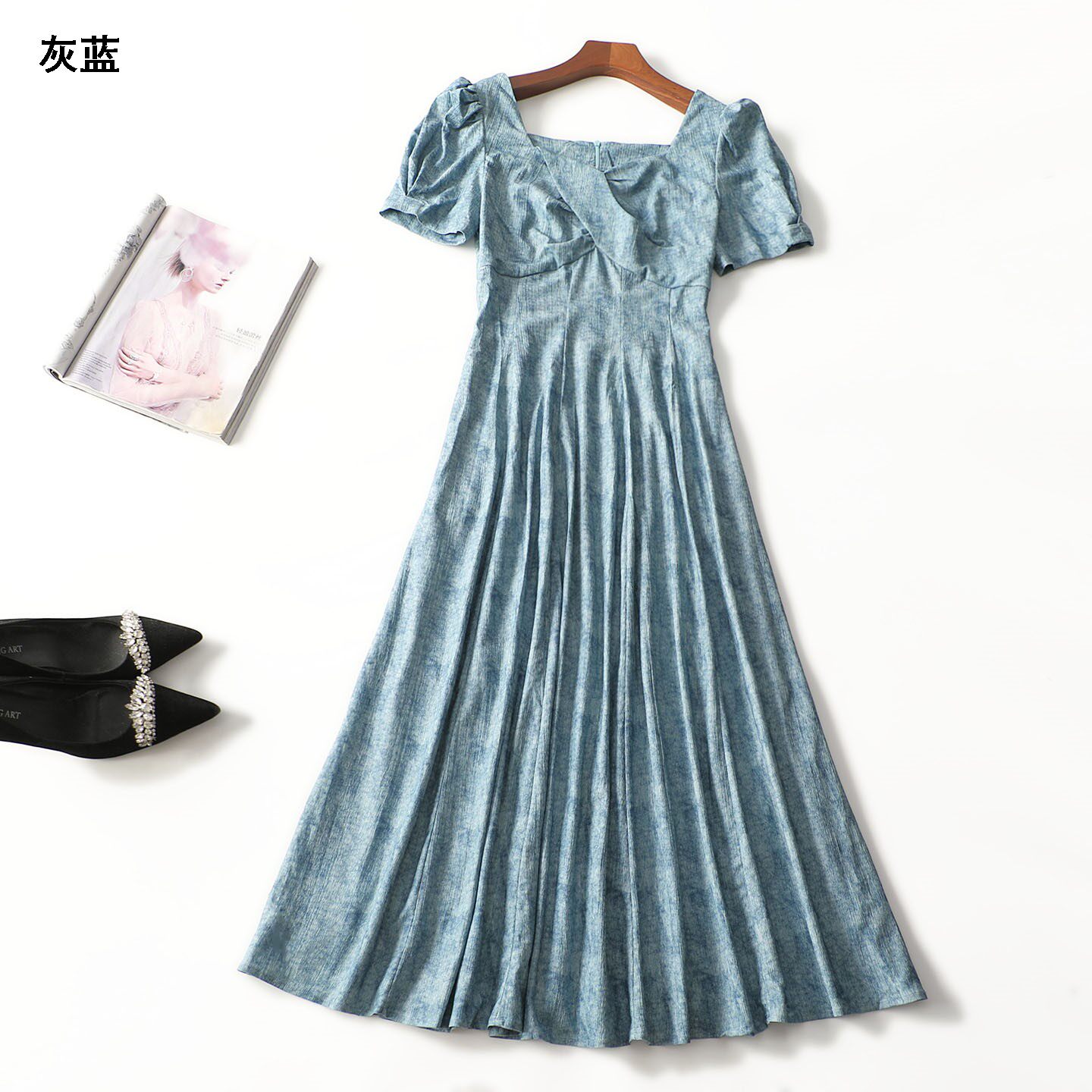 248826超值精品女装棉质柔软气质大长裙夏女人味套头短袖连衣裙
