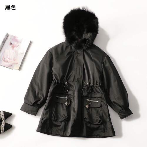 412735 冬派克服 女免毛内胆中长款长袖拉链.M.XL